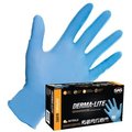 Sas Safety Derma-Lite, Nitrile Disposable Gloves, 5 mil Palm , Nitrile, Powdered, M, 100 PK, Blue SA6607
